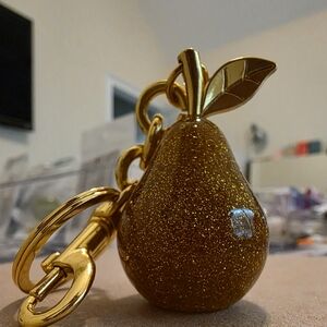Gold Glitter Pear Keychain
